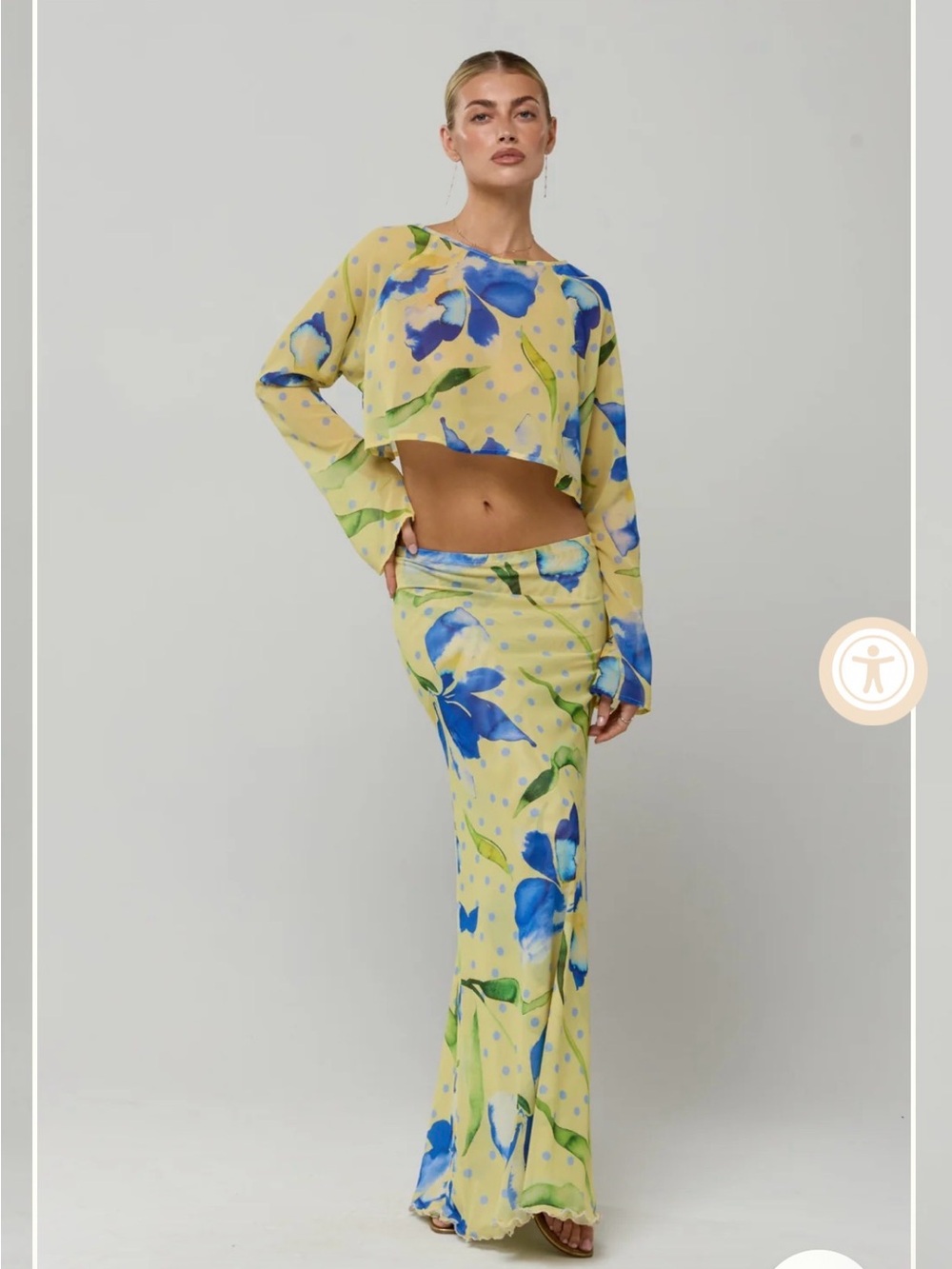 Floral Blue & Yellow Maxi Skirt Set - Picture 4 of 4